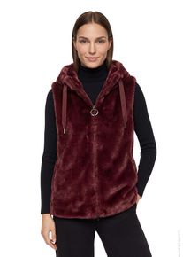 Pl&uuml;schweste Betty Barclay, Damen, Gr. 44, rot (port royale), Pl&uuml;sch, Obermaterial: 100% Polyester, unifarben, regular fit normal, ohne Ausschnitt, Westen Pl&uuml;schweste, mit Kapuze
