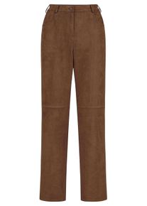 Stoffhose GOLDNER "Hose VERA in Veloursleder-Optik", Damen, Gr. 48, N-Gr, braun (camel), Obermaterial: 90% Polyester PES. 10% Elasthan EL., Hosen Stoffhose, stretchbequeme Velourlederoptik