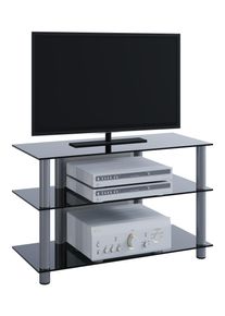 Wohnzimmertisch Vcm "TV M&ouml;bel Sideboard Fernseh Rack Alu Glas Sindas", schwarz (schwarzglas), B:59cm T:48cm, Regale, Wohnzimmertisch
