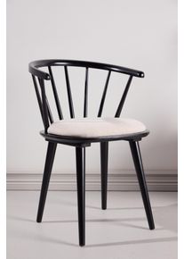 Esszimmerstuhl VENTURE HOME, schwarz (schwarz, schwarz, beige), B:53cm H:76cm, Baumwolle, Massivholz, Polyester, St&uuml;hle, Esszimmerstuhl, Schalenstuhl rund, Stoffbezug, weich, komfortabel