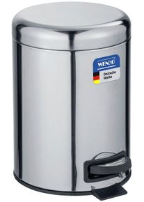 Kosmetikeimer Wenko "Leman", silber (silberfarben, schwarz), B:21cm H:24cm T:28cm, Edelstahl, M&uuml;lleimer, Kosmetikeimer, 5 Liter, BxTxH: 21x28x24 cm