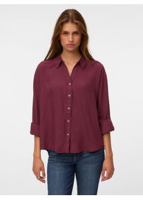 V&eacute;ro Moda Langarmbluse VERO MODA "VMAURA LS SHIRT WVN NOOS", Damen, Gr. XS, windsor wine, Web, Obermaterial: 100% Viskose, unifarben, regular fit h&uuml;ftbedeckend, V-Ausschnitt, Blusen Langarmbluse, Viskose, regular fit