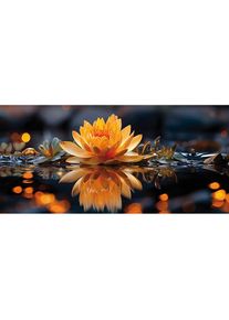 Leinwandbild B&Ouml;NNINGHOFF "Wandbild LOTUSBLUME 33x70 cm &ndash; Leinwandbild Keilrahmen Deko modern", schwarz (farbe bild(er): scwharz, orange), B:70cm H:33cm T:1,8cm, Canvas, MDF, Bilder, Leinwandbild, auf Keilrahmen gespannt