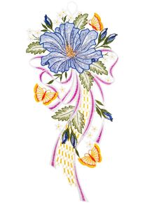 Fensterbild "Fensterbild "Hibiskusbl&uuml;te" farbig", bunt, B:20cm H:43cm, Polyester, W. REUTER & SOHN - PLAUENER SPITZE, Fensterbilder, Fensterbild