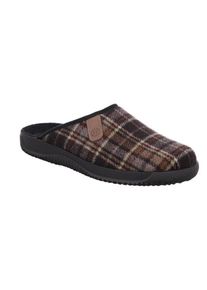 Pantoffel Rohde "SOLTAU", Herren, Gr. 47, schwarz (schwarz, braun kariert), Filz, Schuhe Pantoffel, Hausschuh, Clog, Wohlf&uuml;hlschuh zum Schlupfen