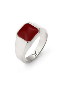 Siegelring Kuzzoi "Ring Siegelring Quadrat Emaille Rot 925 Sterling Silber" Gr. 60, silber, Fingerringe, Herren, 60, Silber 925 (Sterlingsilber), Siegelring