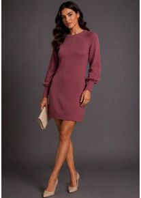 Strickkleid Laura Scott, Damen, Gr. 38, N-Gr, lila (ros&eacute; m&eacute;lange), Strick, Obermaterial: 50% Viskose, 28% Polyester, 22% Polyamid, unifarben, figurbetont kurz, Rundhals, Raglan&auml;rmel angesetztes B&uuml;ndchen, Kleider Strickkleid, mit Schn&uuml;rdetail aus Viskosemischung