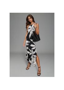 Bruno Banani, Damen, Maxikleid kn&ouml;chellang, floraler Print, aus elastischer Shirtware, schwarz, 46 - N-Gr, Maxikleid in kn&ouml;chellange L&auml;nge f&uuml;r 