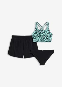 bonprix Costum de baie din 2 piese și pantaloni scurți (set/3 piese), negru, 140/146