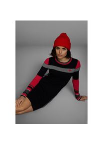 Kangaroos Strickkleid figurbetont, lang, sportiver Look, aus Baumwollmix, Langarm wei&szlig;, Gr&ouml;&szlig;e 42