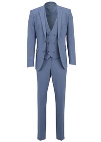 Anzug 3-teilig SteffenKlein "SteffenKlein Anzug", Herren, Gr. 46, N-Gr, blau (hellblau), Obermaterial: 65% Polyester PES. 35% Viskose CV. Futter: 100% Polyester PES. 100% Polyester PES., uni, slim fit, Anz&uuml;ge Anzug 3-teilig