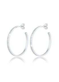 Paar Creolen Elli "Ohrringe Creolen Stecker Struktur Geh&auml;mmert 925 Silber" Gr. 29, silber, Ohrringe, Damen, 29, ohne Stein, Silber 925 (Sterlingsilber), Paar Creolen