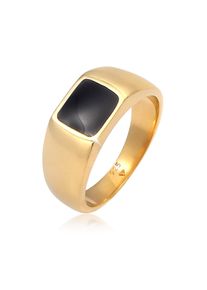Siegelring Elli "Ring Siegelring Emaille Rechteck Klassik 925 Silber" Gr. 58, gold, Fingerringe, Damen, 58, ohne Stein, Silber 925 (Sterlingsilber), 8mm, Siegelring