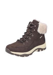 Winterboots Rieker, Damen, Gr. 40, braun (dunkelbraun), Nubuklederimitat, Textil, Basic, Schuhe Winterboots, Schn&uuml;rboots, Stiefelette mit TEX-Membran und Warmfutter