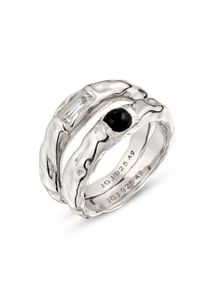 Ring-Set Elli "Ring Set mit Steinen Rechteck Topas Schwarz 925 Sterling Silber" Gr. 58, silber, Fingerringe, Damen, 58, Silber 925 (Sterlingsilber), Ring-Set