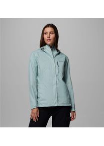 Regenjacke Columbia "Pouring Adventure III Jacket", Damen, Gr. XS, gr&uuml;n (crushed blau), Obermaterial: 100% Nylon, normal, Jacken Regenjacke, mit per Gummizug verstellbarer Kapuze, wasserdicht, winddicht