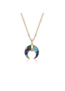 Elli Kette mit Anh&auml;nger &raquo;Halskette Halbmond Abalone Muschel und Kugelkette vergoldet&laquo;