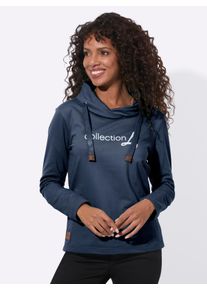 Damen Sweatshirt mit Schriftzug im Vorderteil in dunkelblau ,Gr&ouml;&szlig;e 48, WITT, 50% Baumwolle, 50% Polyester