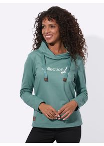 Damen Sweatshirt mit Schriftzug im Vorderteil in jade ,Gr&ouml;&szlig;e 42, WITT, 50% Baumwolle, 50% Polyester