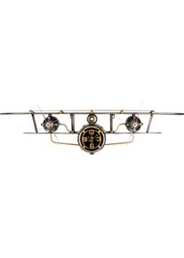 Wanduhr Gilde "Wanduhr Flugzeug silberfarben", silberfarben, B:106cm H:25cm T:19cm, Wanduhren, Wanduhr, Regal, Wanduhr, Flugzeug, Uhr, Ablage, Wohnzimmer, Geschenkidee