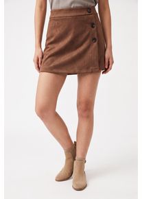Hosenrock Only "ONLADDI HW FAUX SUEDE SKORT CC PNT", Damen, Gr. 42, braun (soft silt), Web, Obermaterial: 95% Polyester, 5% Elasthan, unifarben, kurz, R&ouml;cke Hosenrock, Materialmix mit Stretch, high waist
