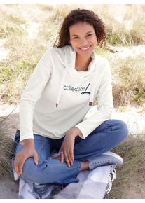 Damen Sweatshirt mit Schriftzug im Vorderteil in ecru ,Gr&ouml;&szlig;e 36, WITT, 50% Baumwolle, 50% Polyester