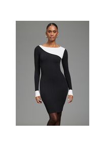 Bruno Banani Strickkleid Ohne Taschen mit figurbetonter Passform, auch in gro&szlig;en Gr&ouml;&szlig;en schwarz-wei&szlig;, Gr&ouml;&szlig;e 48