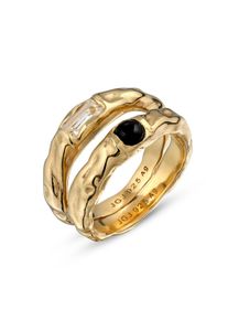 Ring-Set Elli "Ring Set mit Steinen Rechteck Topas Schwarz 925 Sterling Silber" Gr. 54, gold, Fingerringe, Damen, 54, Silber 925 (Sterlingsilber), Ring-Set