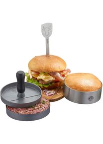 Burgerpresse Gefu "BBQ", silber, B:3,3cm L:19cm T:0,2cm, Aluminium, Edelstahl, Kunststoff, K&uuml;chenpressen, Burgerpresse, hochwertiges Edelstahl-Set f&uuml;r perfekte Burger, einfach zu handhaben.
