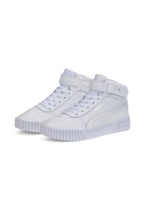 Sneaker Puma "CARINA 2.0 MID", Damen, Gr. 37, wei&szlig; (Puma wei&szlig;, Puma wei&szlig;, Puma silber), Leder, Schuhe Sneaker
