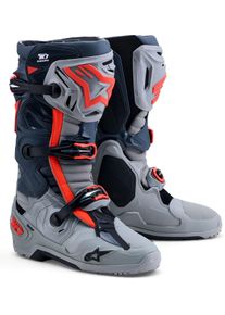 Alpinestars Tech 10 Enduro, stivali , colore: Grigio/Grigio Scuro/Rosso Fluo , dimensione: 8 US