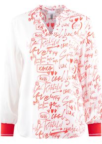 Schlupfbluse Sportalm KITZB&Uuml;HEL, Damen, Gr. 44, rot (wei&szlig; rot gemustert), Web, Obermaterial: 95% Viskose, 5% Elasthan, gemustert, mehrfarbig, regular fit taillenbedeckt, V-Ausschnitt, eingesetzt angesetztes B&uuml;ndchen, Blusen Schlupfbluse, mit Schriftdruck