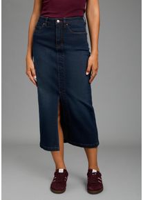 Jeansrock Arizona "lang", Damen, Gr. 19, blau (dunkelblau used), Denim/Jeans, Obermaterial: 98% Baumwolle, 2% Elasthan, unifarben, figurbetont wadenlang, R&ouml;cke Jeansrock, wadenlang, mit Schlitz, figurbetonte Passform, aus elastischem Denim