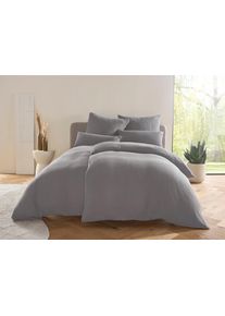 Bettw&auml;sche "Hevin", grau, B/L: 155cm x 220cm, 1 Stk., 1 Stk., Musselin, B/L: 80cm x 80cm, 2, Musselin, Obermaterial: 100% Baumwolle, LeGer Home by Lena Gercke, Bettw&auml;sche, Bettw&auml;sche, Bettw&auml;sche ab Gr. 135x200 cm, samtweiches Musselin, 100% Baumwolle