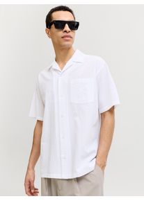 Jack & Jones Kurzarmhemd JACK & JONES "JPRBLASHAWN SEERSUCKER S/S SHIRT SN", Herren, Gr. XL, N-Gr, wei&szlig; (hellwei&szlig; fit:relaxed fit), Web, Obermaterial: 99% Baumwolle, 1% Elasthan, unifarben, regular fit normal, gerader Abschluss, Hemden Kurzarmhemd, mit Brust Tasche