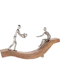Skulptur Gilde "Skulptur Catch my heart naturfarben", braun (naturfarben), B:51cm H:28cm T:8,5cm, Mangoholz, Dekofiguren, Skulptur, Liebe Romantik Paar Zuneigung Emotion Verbundenheit