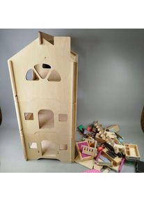 Bundle Puppenhaus Holz 11742 gro&szlig;es Set M&ouml;bel & Einrichtunge | mehrfarbig