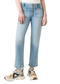 Bootcut-Jeans QS, Damen, Gr. 44, N-Gr, blau (blau used), Denim/Jeans, Obermaterial: 99% Baumwolle, 1% Elasthan, unifarben, bootcut fit lang, Jeans Bootcut-Jeans, mit Stretch und aufgesetzten Taschen