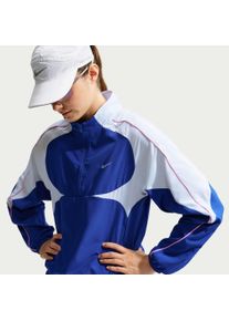 Laufjacke Nike "W NK TEMPO SWSH DF JKT", Damen, Gr. XL, blau (old royal, football grau, pink rise), Web, Obermaterial: 100% Polyester, normal, Jacken Laufjacke, wasserabweisend, windabweisend, mit Rei&szlig;verschluss, Langarm-Design