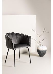 Esszimmerstuhl VENTURE HOME, grau (schwarz, grau, schwarz, grau), B:61cm H:77cm, Polyester, Polyurethan, Sperrholz, Stahl, St&uuml;hle, Esszimmerstuhl, Polsterstuhl, weicher Bezug, mit Armlehnen, Metallbeine, charaktervoll