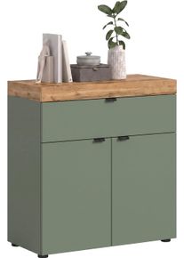 Kommode OTTO HOME "MAMBO II, Breite 77cm, 2 T&uuml;ren, 1 Einlegeboden, 1 Schubkasten", gr&uuml;n (smoke gr&uuml;n, wotan eiche nachbildung), B:77cm H:80cm T:37cm, Holzwerkstoff, Sideboards, Kommode, Kommode, Anrichte, Wohnzimmer, Schlafzimmer