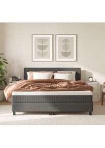 EMMA Ensemble Confort H&ocirc;telier 140x200 - Gris fonc&eacute; - Lit et Matelas &agrave; ressorts Premium - Livraison et retour gratuits - Facile &agrave; monter