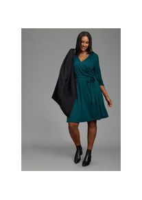 Laura Scott CURVE, Damen, Jerseykleid &raquo;Gro&szlig;e Gr&ouml;&szlig;en&laquo; in gro&szlig;en Gr&ouml;&szlig;en, mit Wickeloptik, taillierte Passform, petrol, 42 - N-Gr, Jerseykleid in gro&szlig;en 