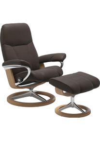 Relaxsessel STRESSLESS "Consul", braun (braun batick), B:82cm H:102cm T:72cm, Leder BATICK: BATICK ist ein leicht korrigiertes, durchgef&auml;rbtes und genarbtes M&ouml;belleder, bei dem die meisten Unebenheiten und Spuren in der Regel entfernt wurden.;Leder PALOMA: PALOMA ist ein durchgef&auml;rbtes Semianilin-M&ouml;belleder mit nat&uuml;rlicher Narbung.;ROHLEDER Stoff Q2 FARON: Ein fester zuverl&auml;ssiger Boucl&eacute; mit einem