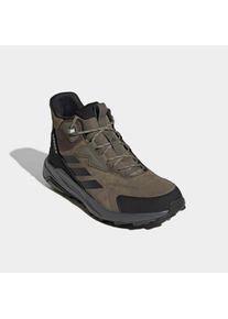 Wanderschuh adidas terrex "ANYLANDER MID, LEDER", Herren, Gr. 42,5, olive strata, carbon, core schwarz, Leder, Schuhe Wanderschuh, aus Leder