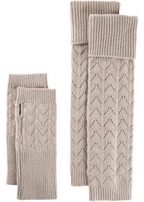 Armstulpen BONPRIX "Armstulpen und Beinstulpen (4-tlg-Set)", Damen, braun (taupe), Obermaterial: 88% Polyacryl, 12% Polyamid, unifarben, Stulpen Armstulpen, mit passenden Beinstulpen, unifarbene Optik