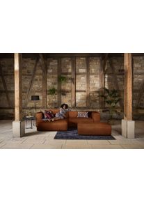 Ecksofa W.Schillig "around-the-block Mega-Sofa & Hocker, viel Platz, Breite 300cm, L-Form", braun (cognac z69), B:300cm H:66cm T:164cm, Longlife Xtra-Leder Z69: Das feinnarbige, gedeckte Softleder Z69 besticht durch seine au&szlig;ergew&ouml;hnliche Weichheit im trendigen &raquo;Vintage-Look&laquo;, Hautst&auml;rke 0, 9 - 1, 1 mm;Longlife fabric Flachgewebe T88 (100% Polyester), Sofas, Ecksofa, inklusive Hocker, mit elegante