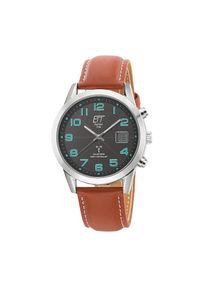 ETT Funkuhr &raquo;Gobi&laquo; Armbanduhr, Solar, Herrenuhr, Lederarmband, analog, digital, Tag