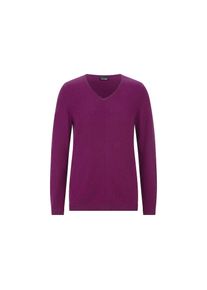 GOLDNER Rundhalspullover &raquo;Baumwollpullover mit V-Ausschnitt&laquo; mit Kaschmieranteil lila, Gr&ouml;&szlig;e 42