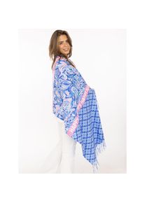 Zwillingsherz, Damen, Schal &raquo;"Grafischer Paisley"&laquo; Mustermix, Schriftzug und Fransen, Royalblau, Schal von Zwillingsherz
